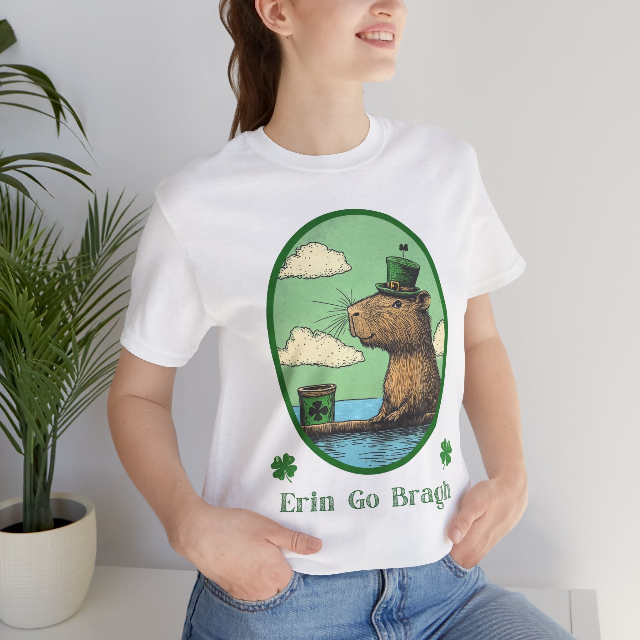 St Patrick's Day Erin Go Bragh Tee -  Capybara Swim Up Bar Unisex Jersey Short Sleeve Shirt