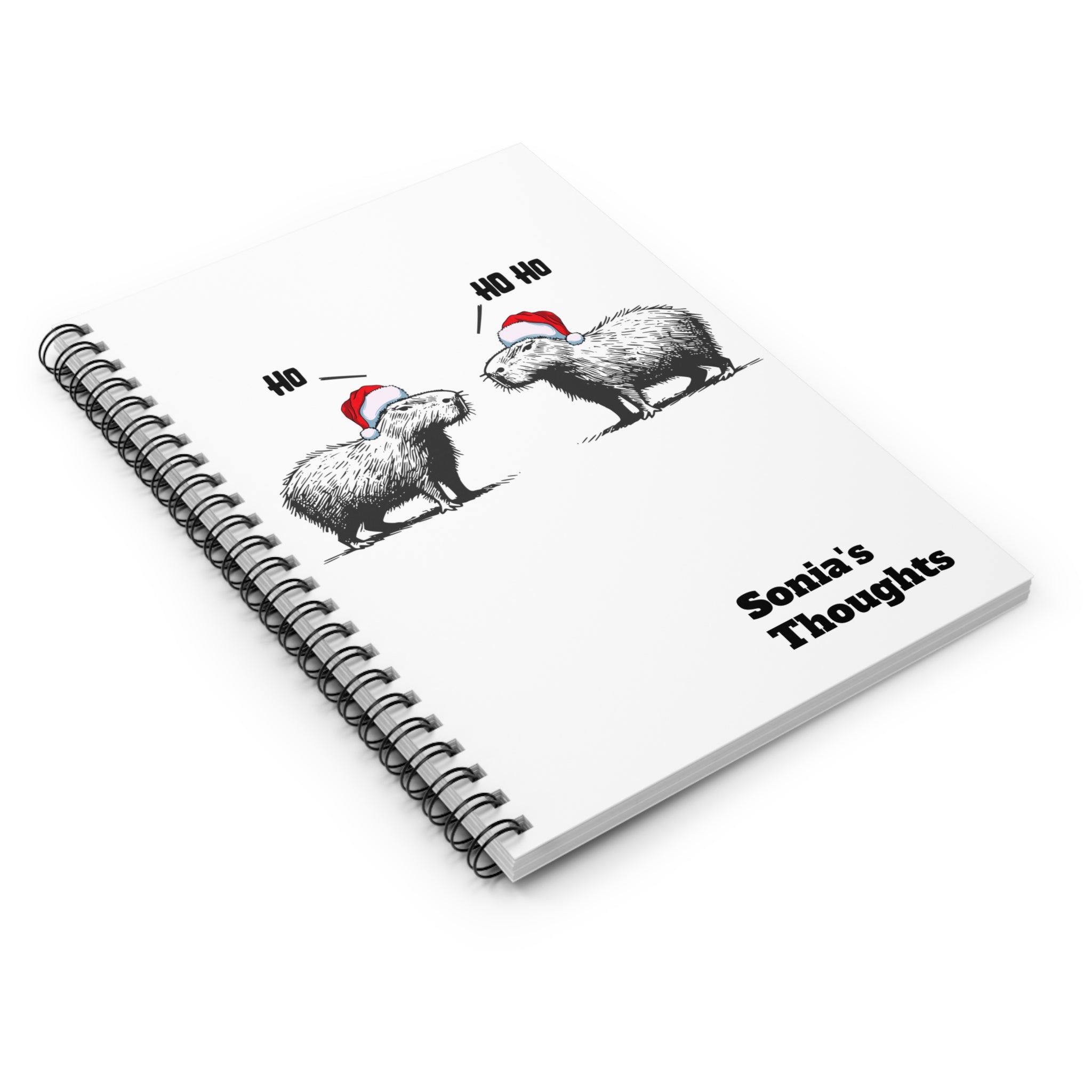 Personalized Capybara Christmas Notebook | Funny Holiday Journal | Cozy Winter Gift for Teachers, Students & Writers | Capy Life Stationery