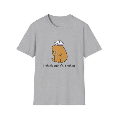 "I think mine's broken" Capybara Thinking Cap Softstyle Adult Tee