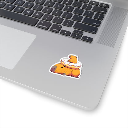 Capybara Donut Sticker — Cute Capybara Vinyl Kiss-Cut Decal for Laptops & Water Bottles
