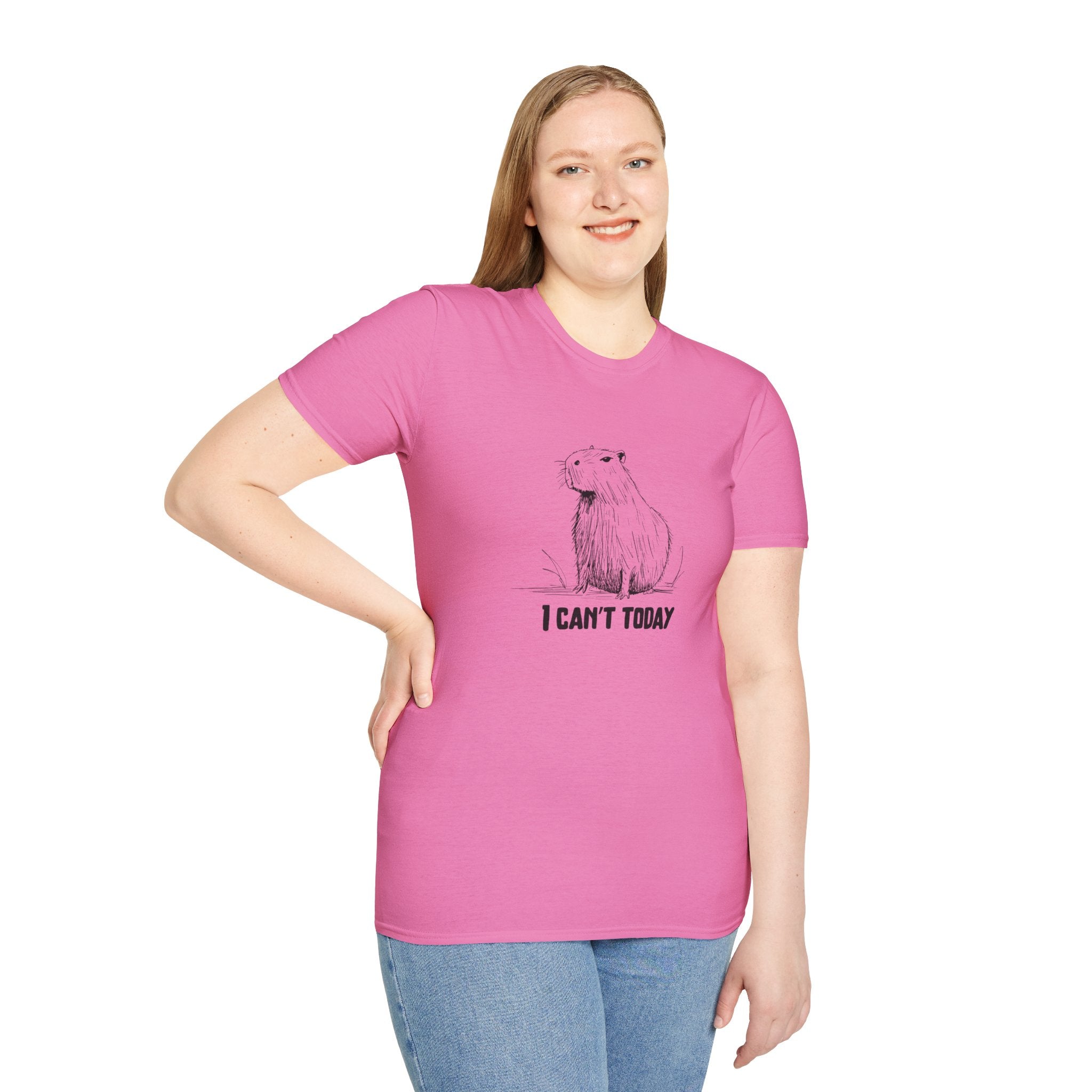 Funny Adult Tee - "I Can't Today" Capybara Softstyle Tee