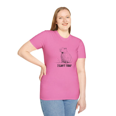 Funny Adult Tee - "I Can't Today" Capybara Softstyle Tee