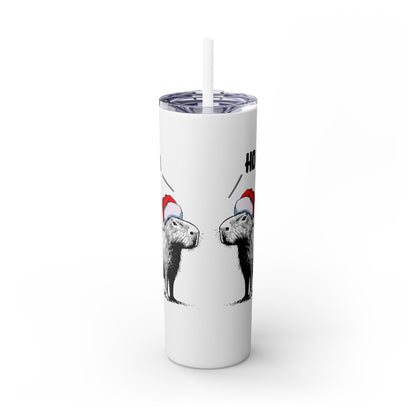 Ho Ho Ho Capybara Christmas Cup for Holiday Vibes - Skinny Tumbler