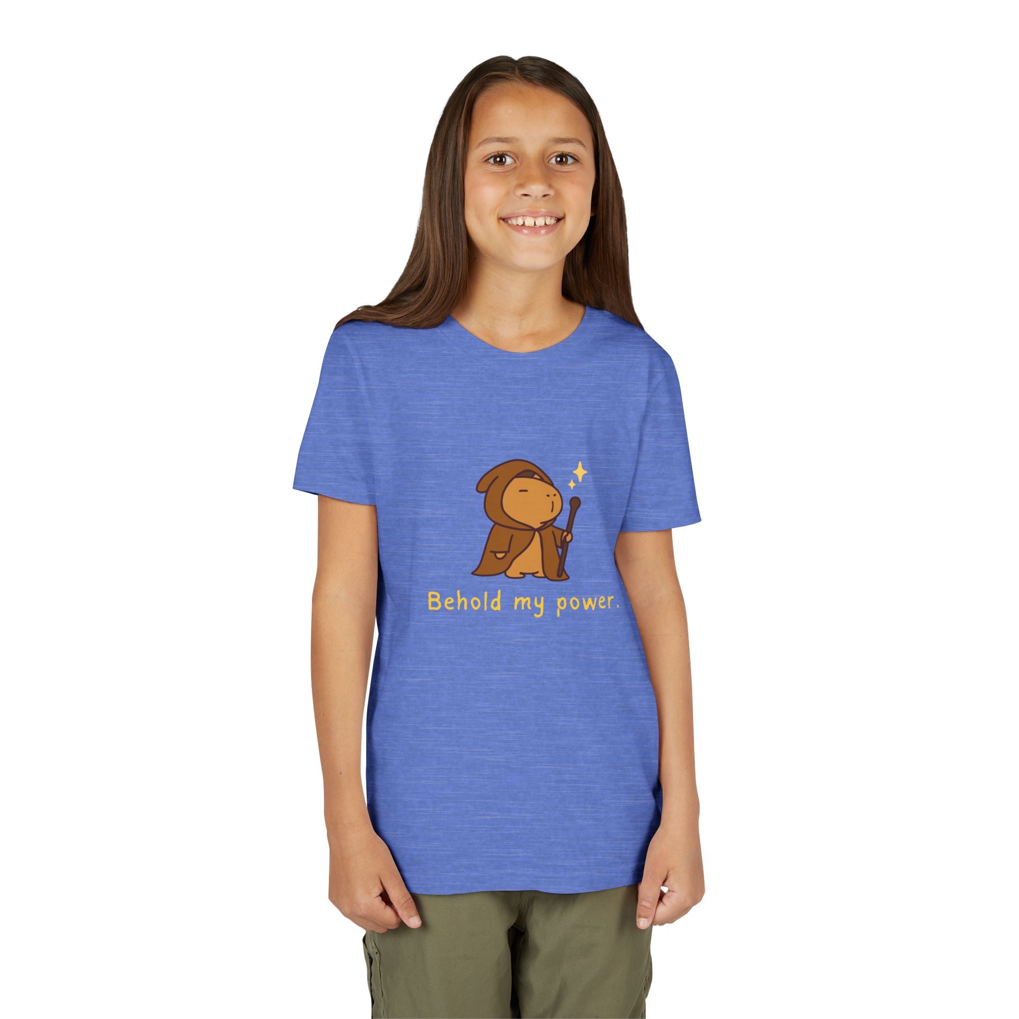 Behold My Power Kids T-Shirt – Funny Wizard Capybara Shirt for Kids