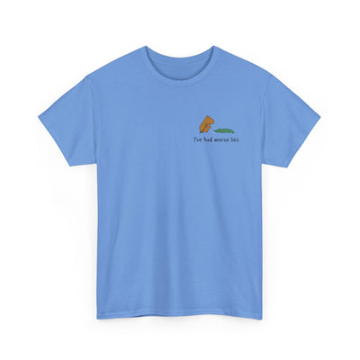 "I've had worse lies" - Funny Golf Capybara Left Logo Heavy Tee