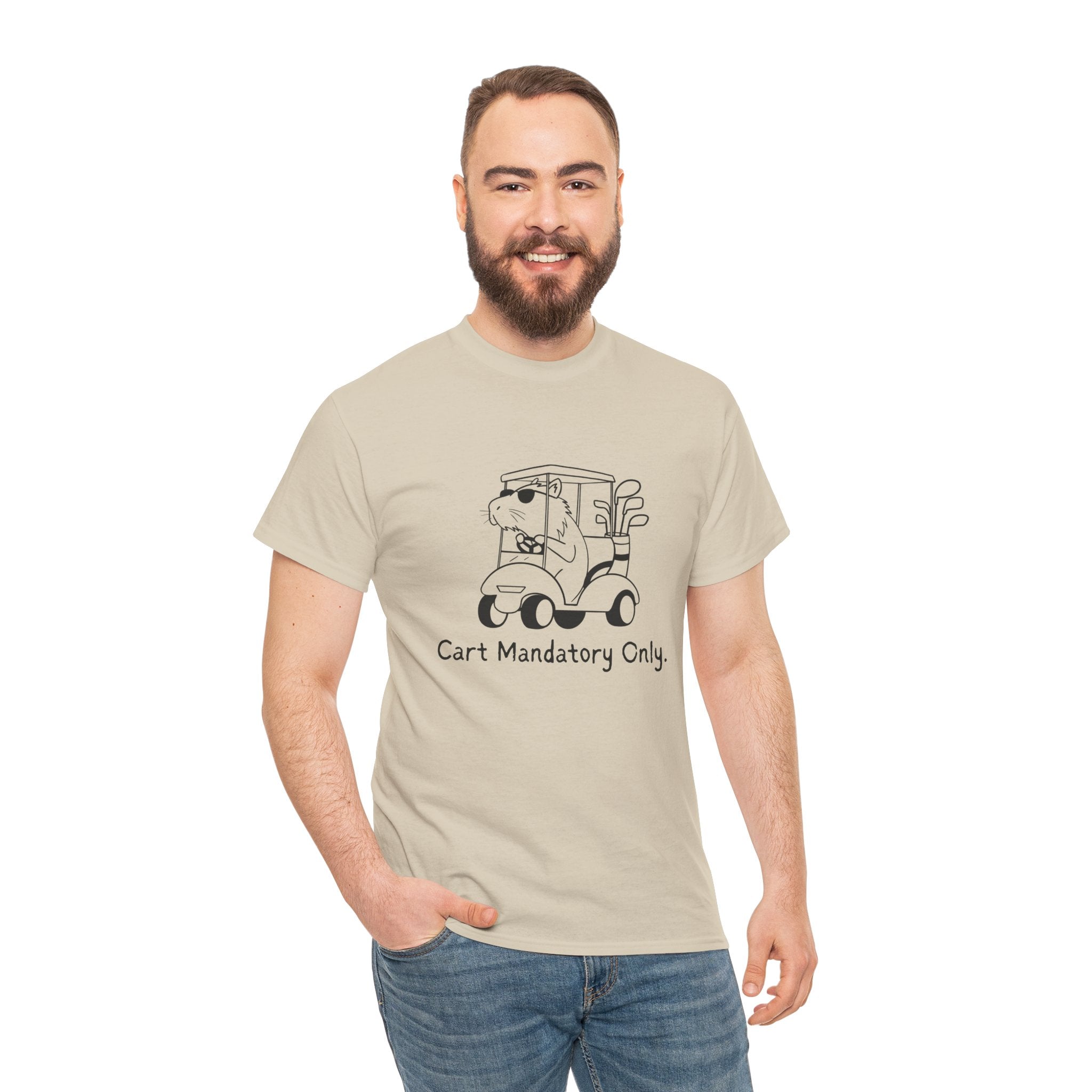 Funny Golf Shirt "Cart Path Mandatory" Capybara Golf Heavy Tee