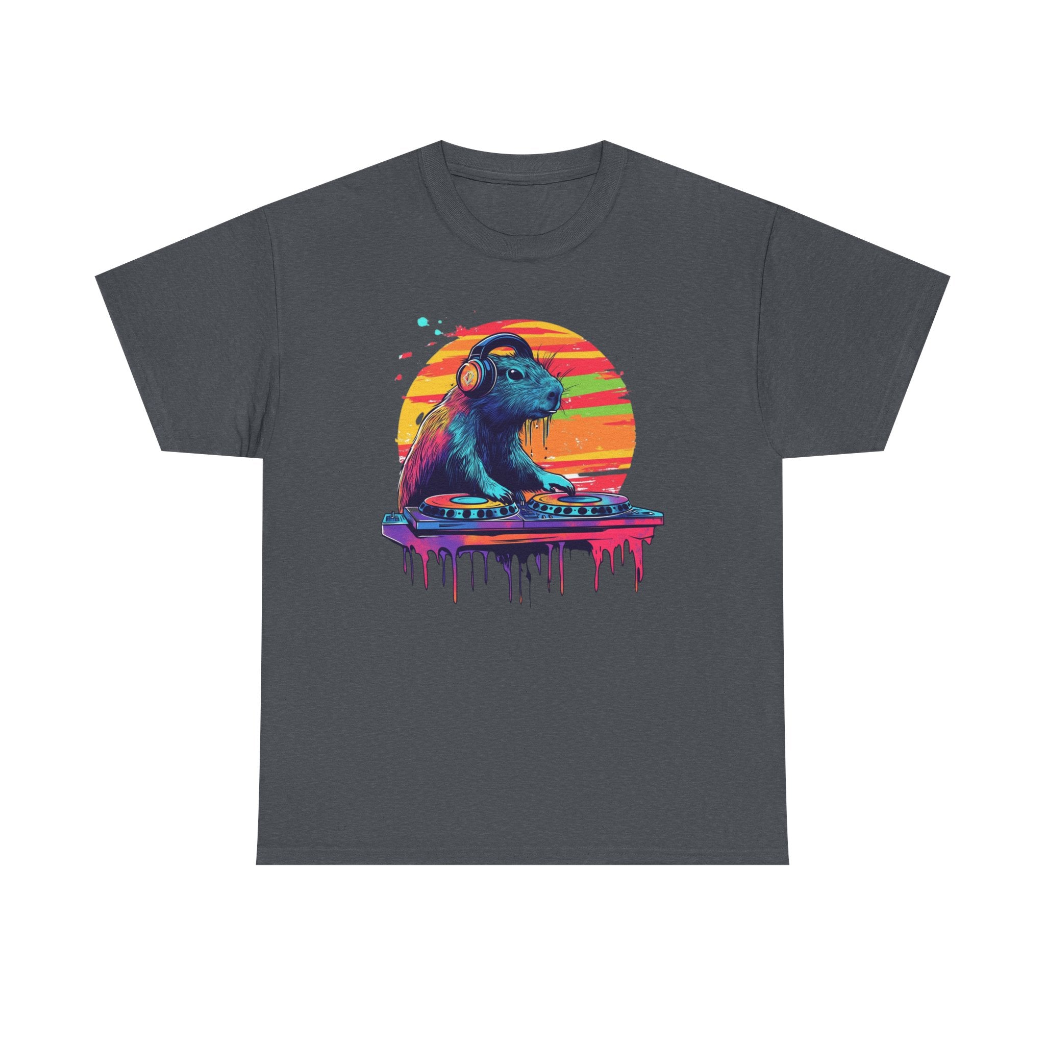 DJ Capybara Double Disc - Unisex Adult Heavy Tee