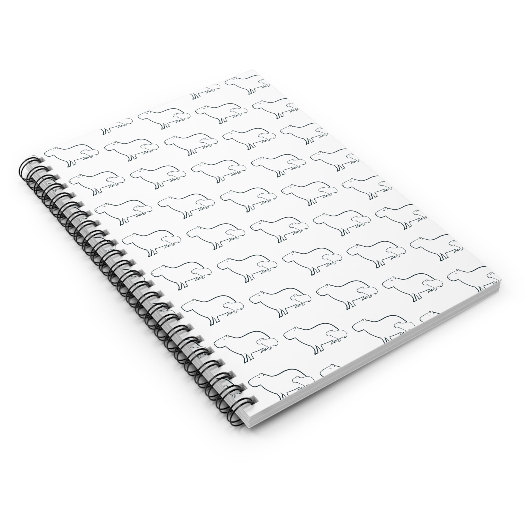 Minimalist Capybara Spiral Notebook – Mom and Baby Pattern Journal