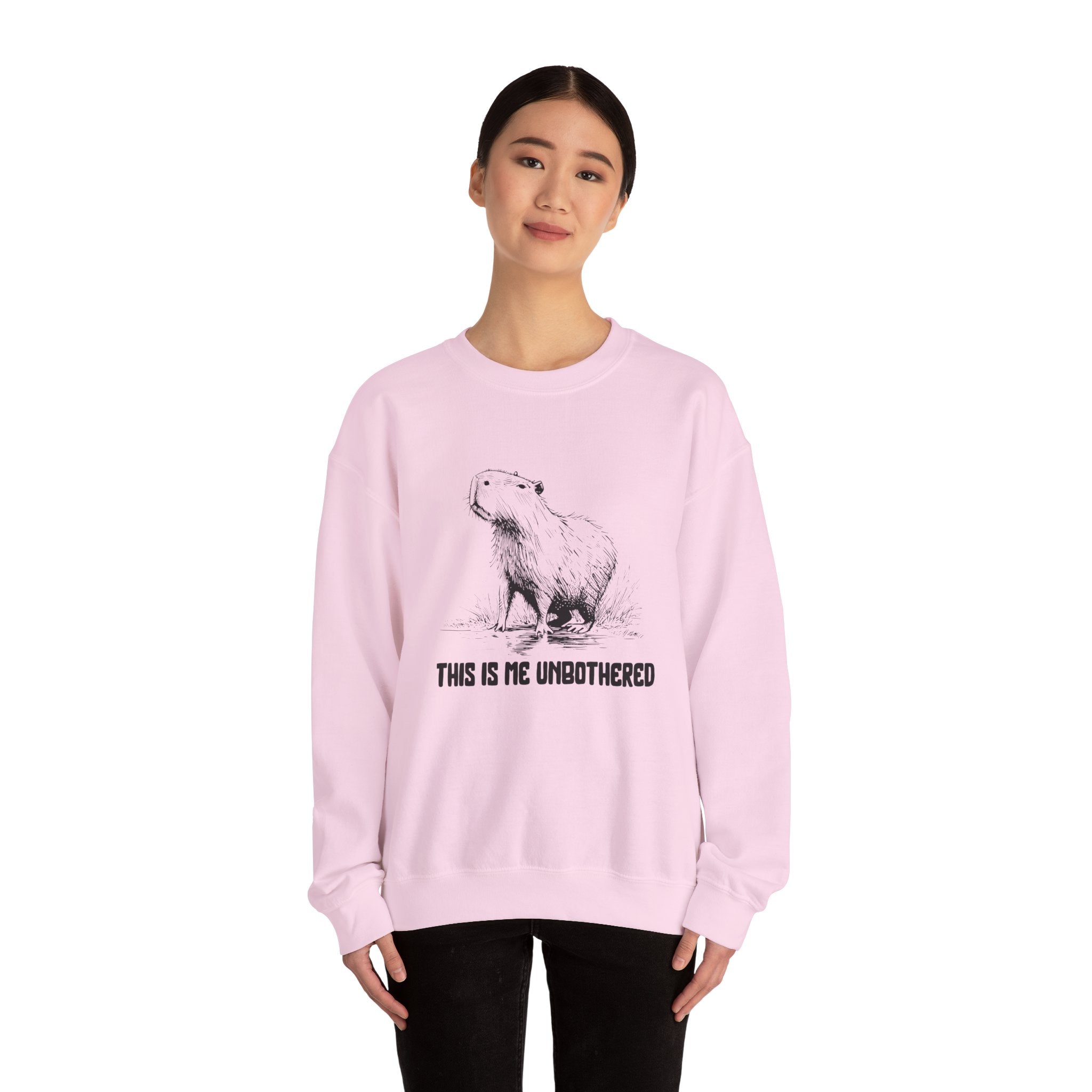 Unisex Capybara Sweatshirt - This Is Me Unbothered | Cozy Minimalist Crewneck