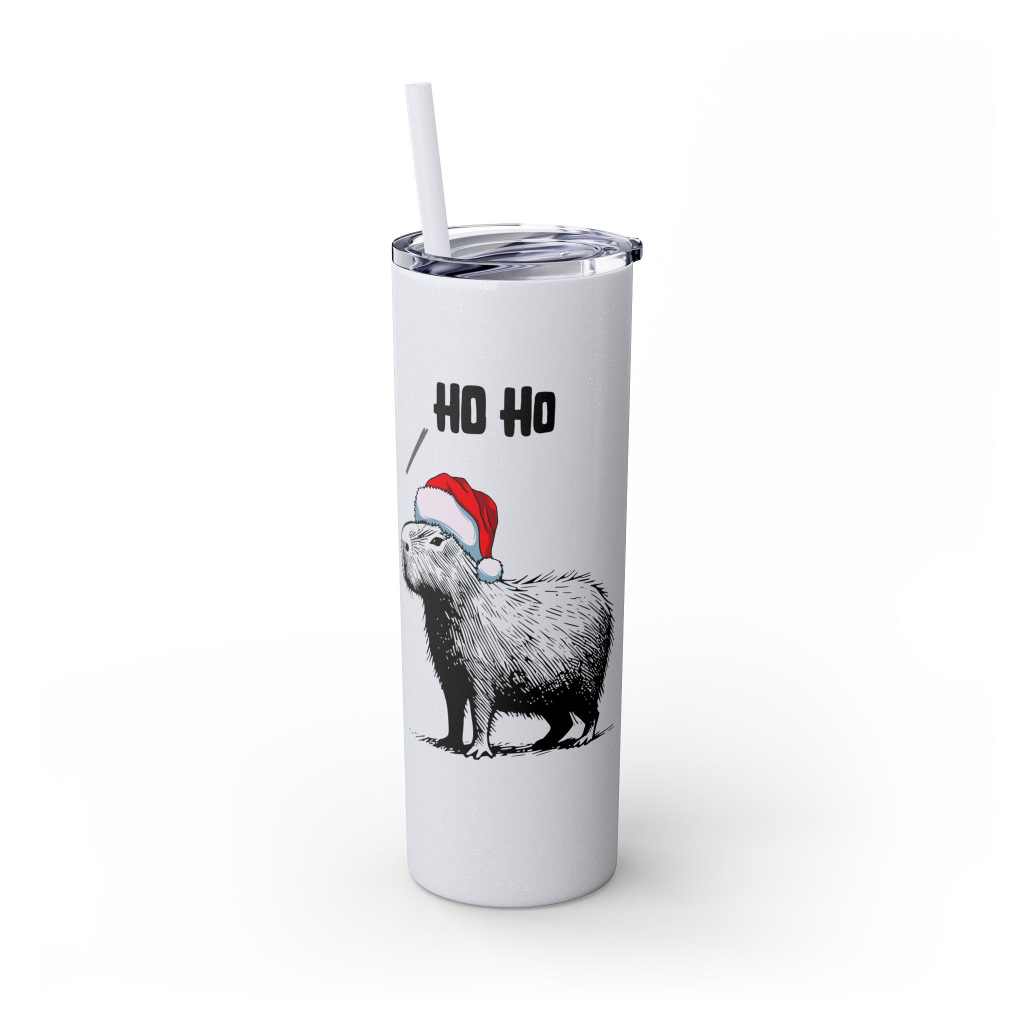 Ho Ho Ho Capybara Christmas Cup for Holiday Vibes - Skinny Tumbler