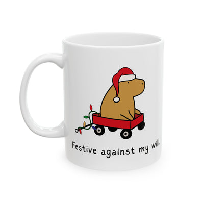 Festive Against My Will Capybara Mug