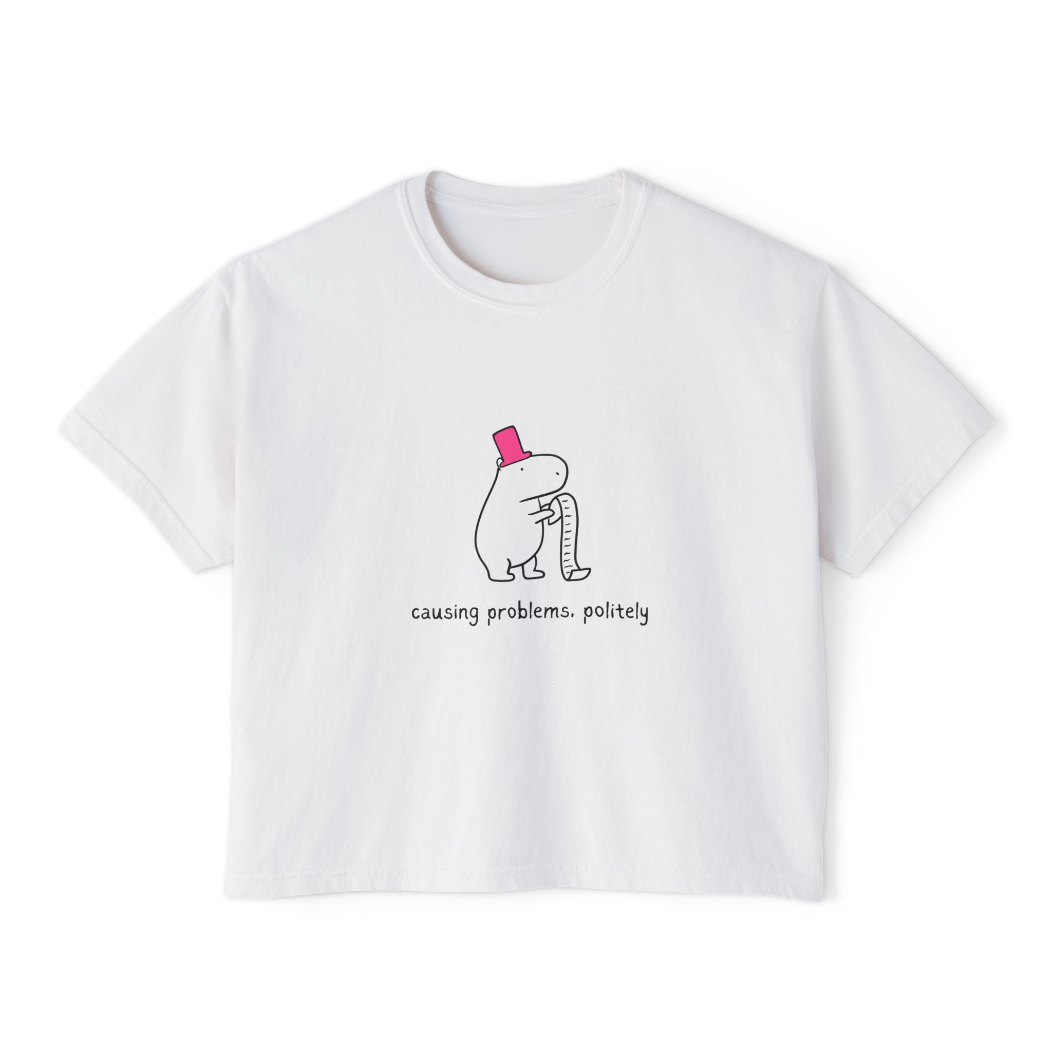 Funny Womens Boxy Tee - Capybara Causing Problems Politely