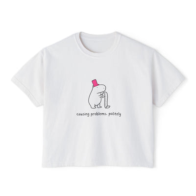 Funny Womens Boxy Tee - Capybara Causing Problems Politely