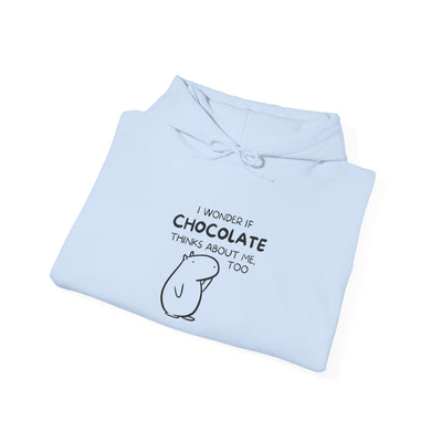 I Wonder If Chocolate Thinks About Me Too | Funny Capybara Hoodie