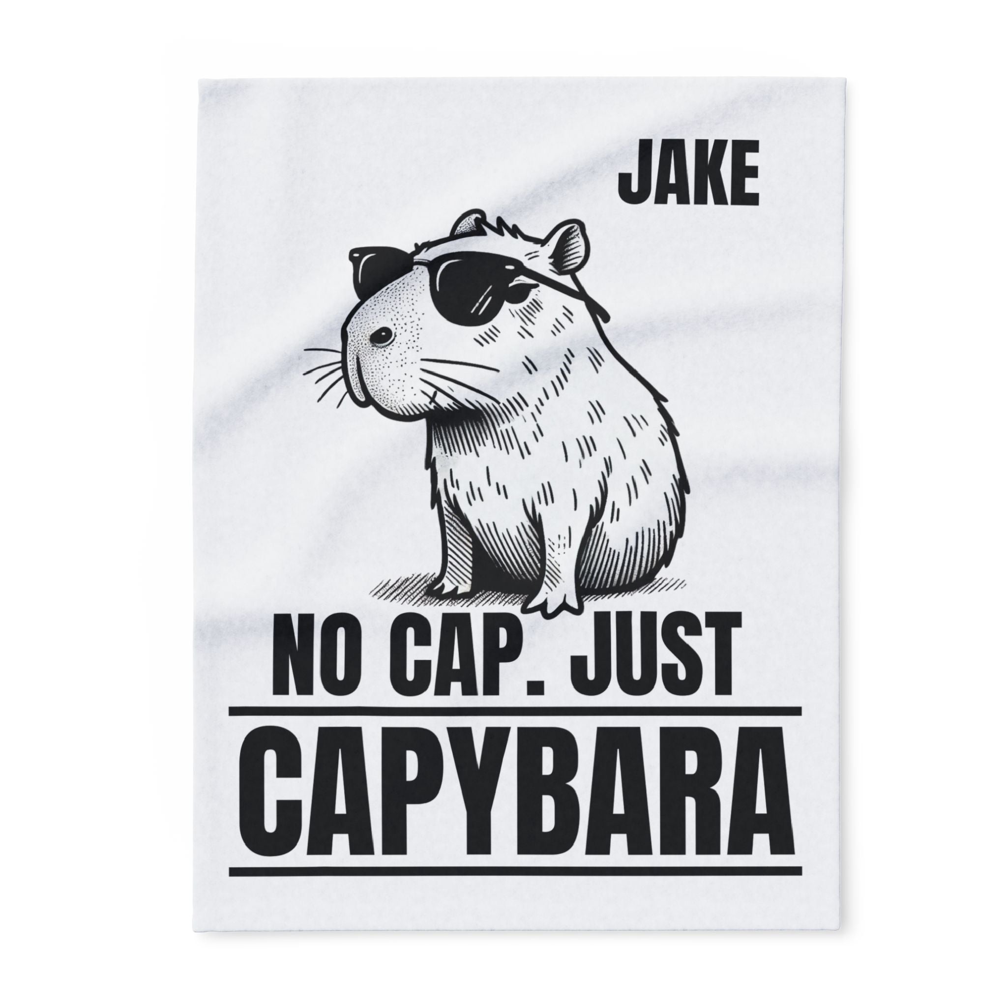 No Cap Just Capybara Personalized Fleece Blanket | Funny Custom Name Cozy Gift for Kids, Teens & Capybara Lovers