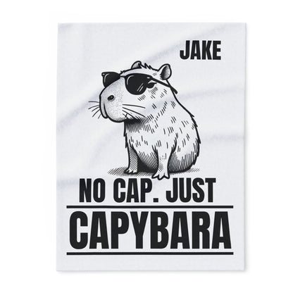 No Cap Just Capybara Personalized Fleece Blanket | Funny Custom Name Cozy Gift for Kids, Teens & Capybara Lovers