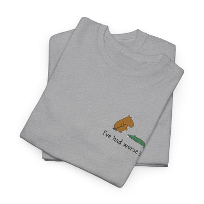 "I've had worse lies" - Funny Golf Capybara Left Logo Heavy Tee