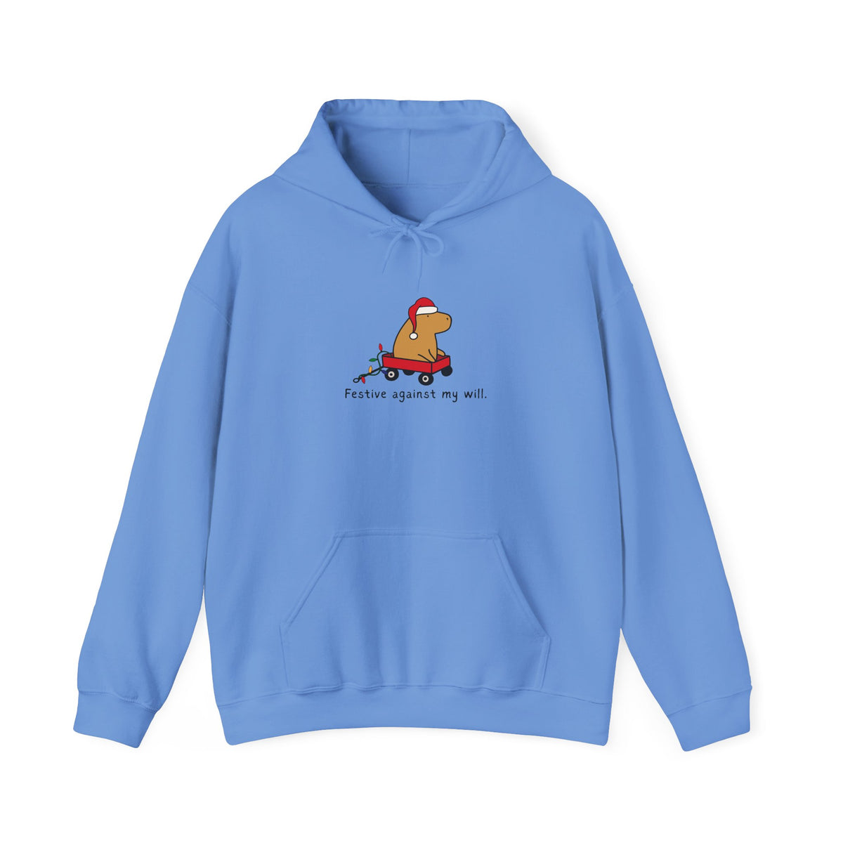 Festive Against My Will Capybara Adult Hoodie