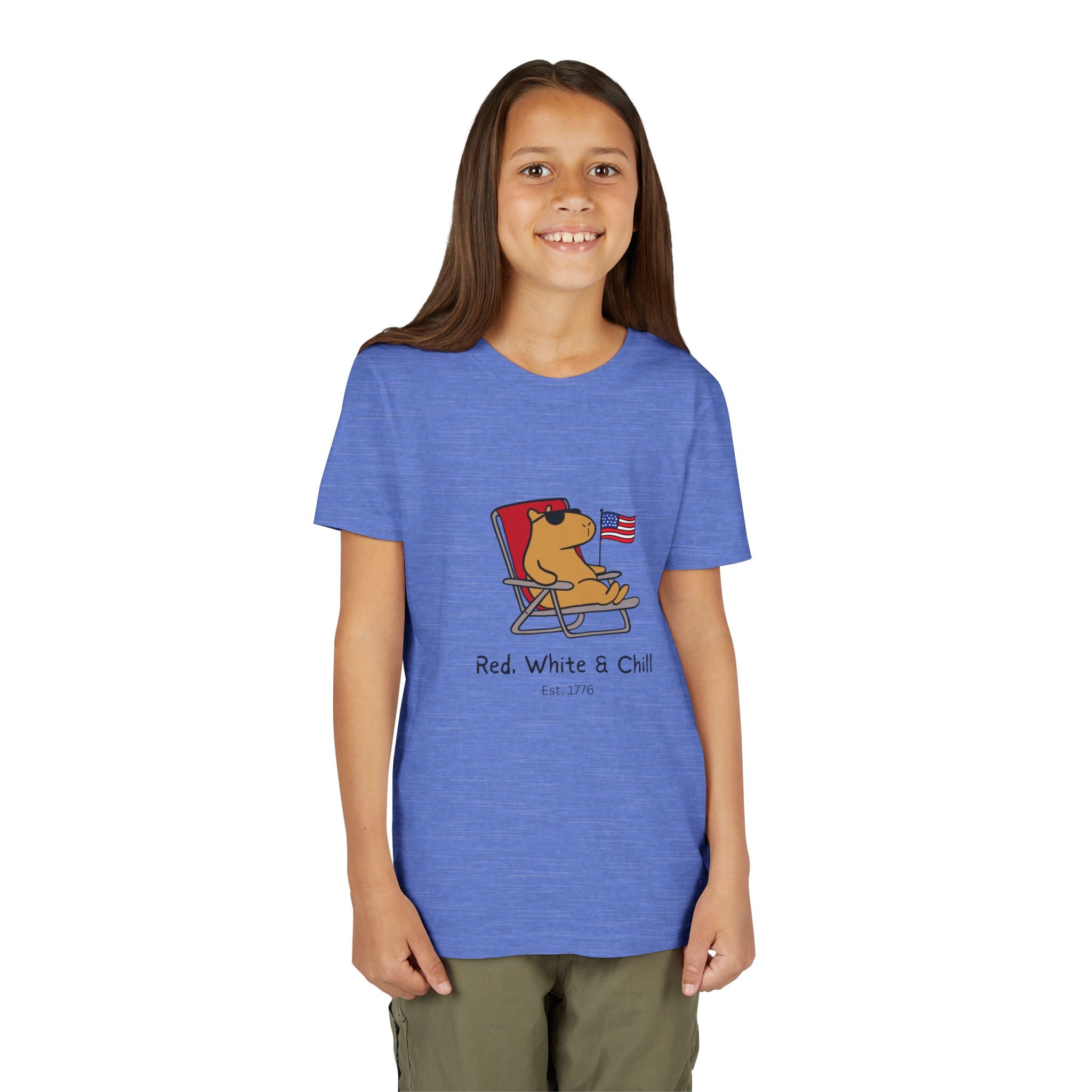 Kids USA Shirt – "Red, White & Chill" Patriotic Capybara Youth Tee
