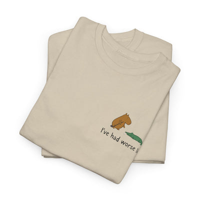 "I've had worse lies" - Funny Golf Capybara Left Logo Heavy Tee