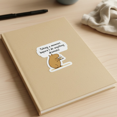 Taking a Moment Die Cut Capybara Vinyl Sticker