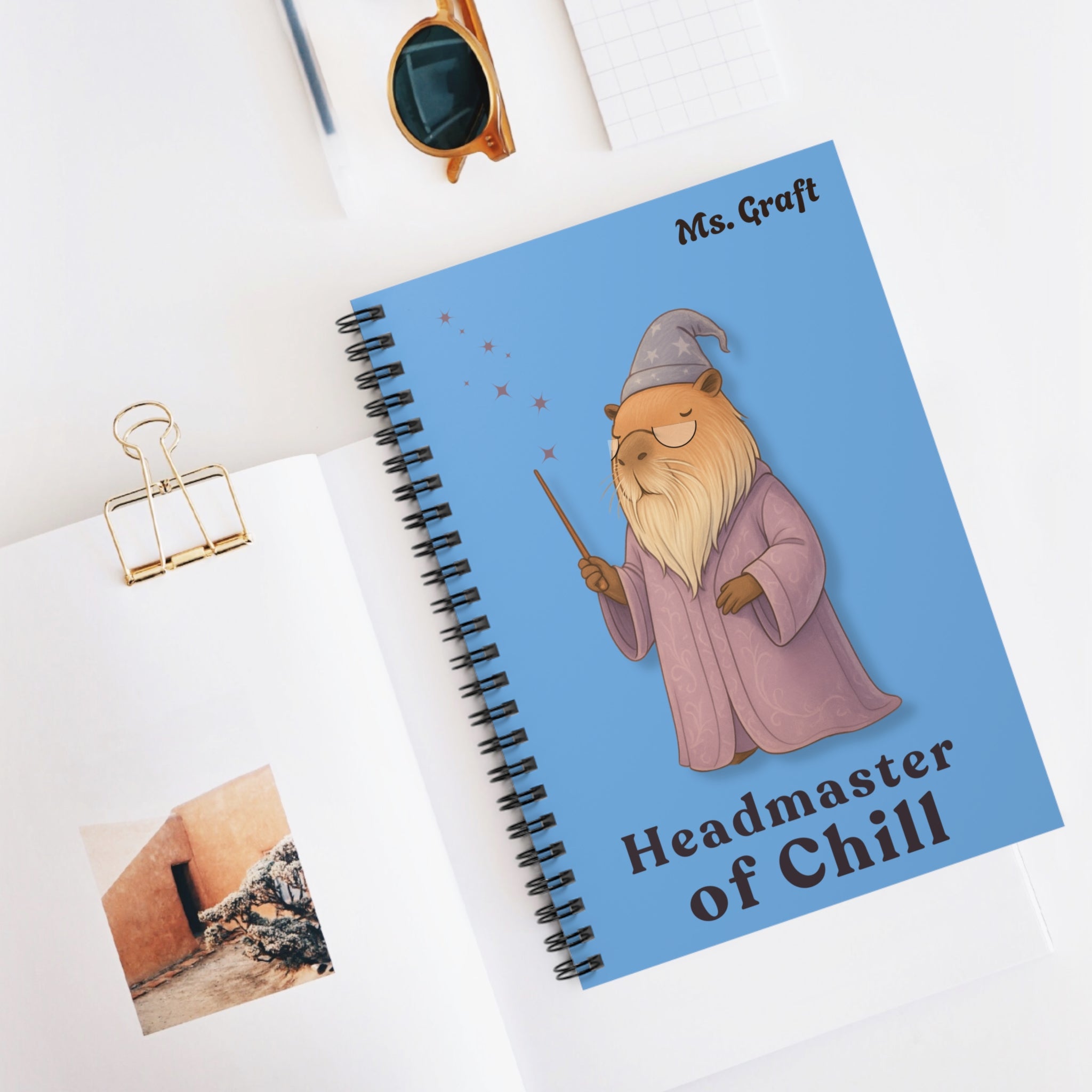 Professor of Chill Notebook | Personalized Wizard School Journal | Custom Name Gift for Teachers, Students & Potter Fans | Capybara Notebook