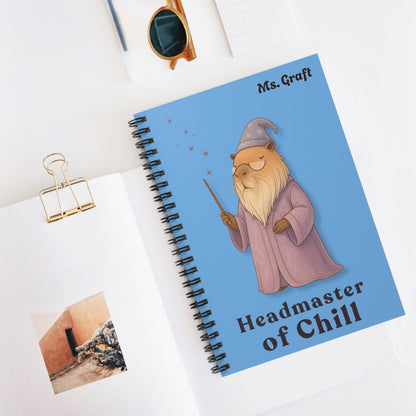 Professor of Chill Notebook | Personalized Wizard School Journal | Custom Name Gift for Teachers, Students & Potter Fans | Capybara Notebook