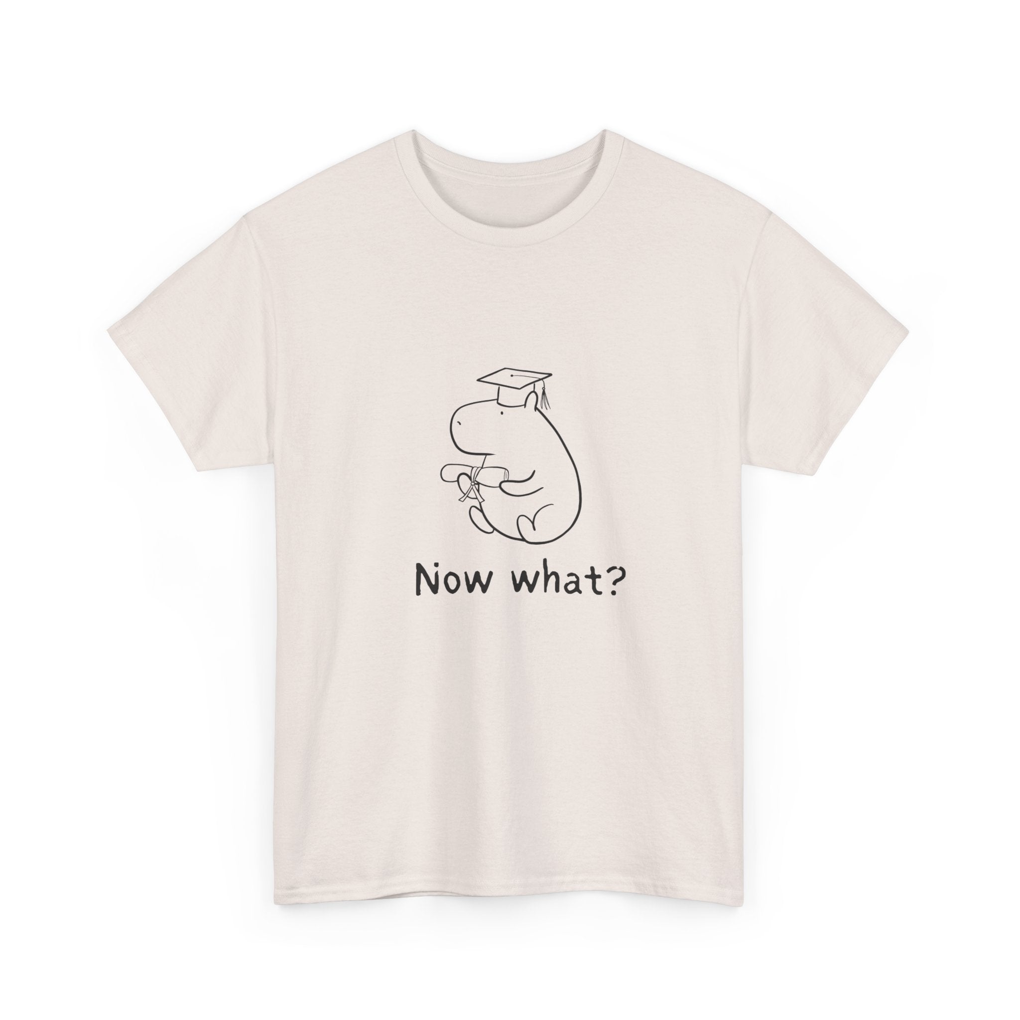 Funny Graduation Shirt – “Now What?” Capybara Heavy Tee
