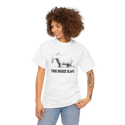 This Grass Slaps T-Shirt | Funny Chill Graphic Heavy Cotton Tee - view 5