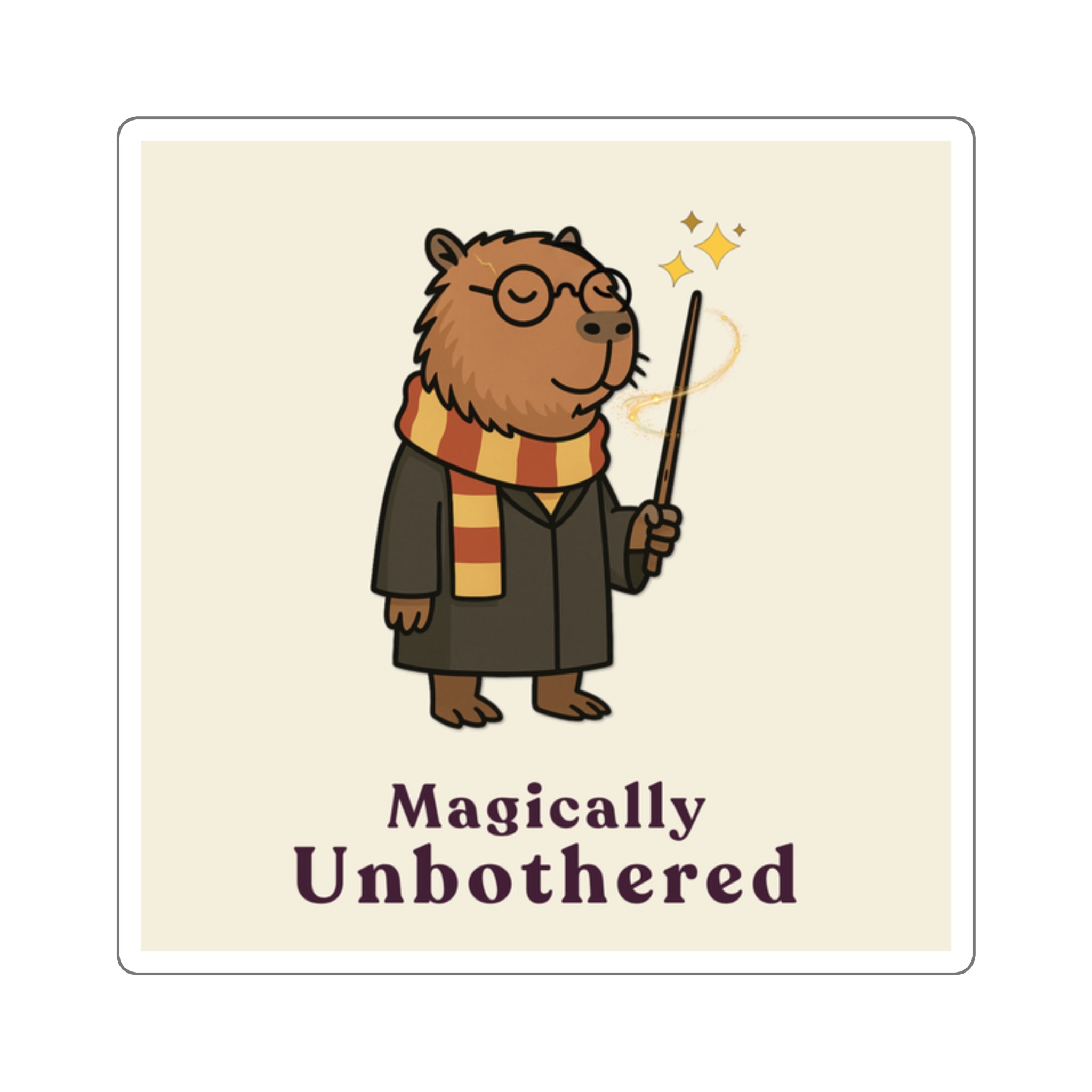 Hairy Potter Sticker – Funny Wizard Capybara Vinyl Sticker | Magically Unbothered