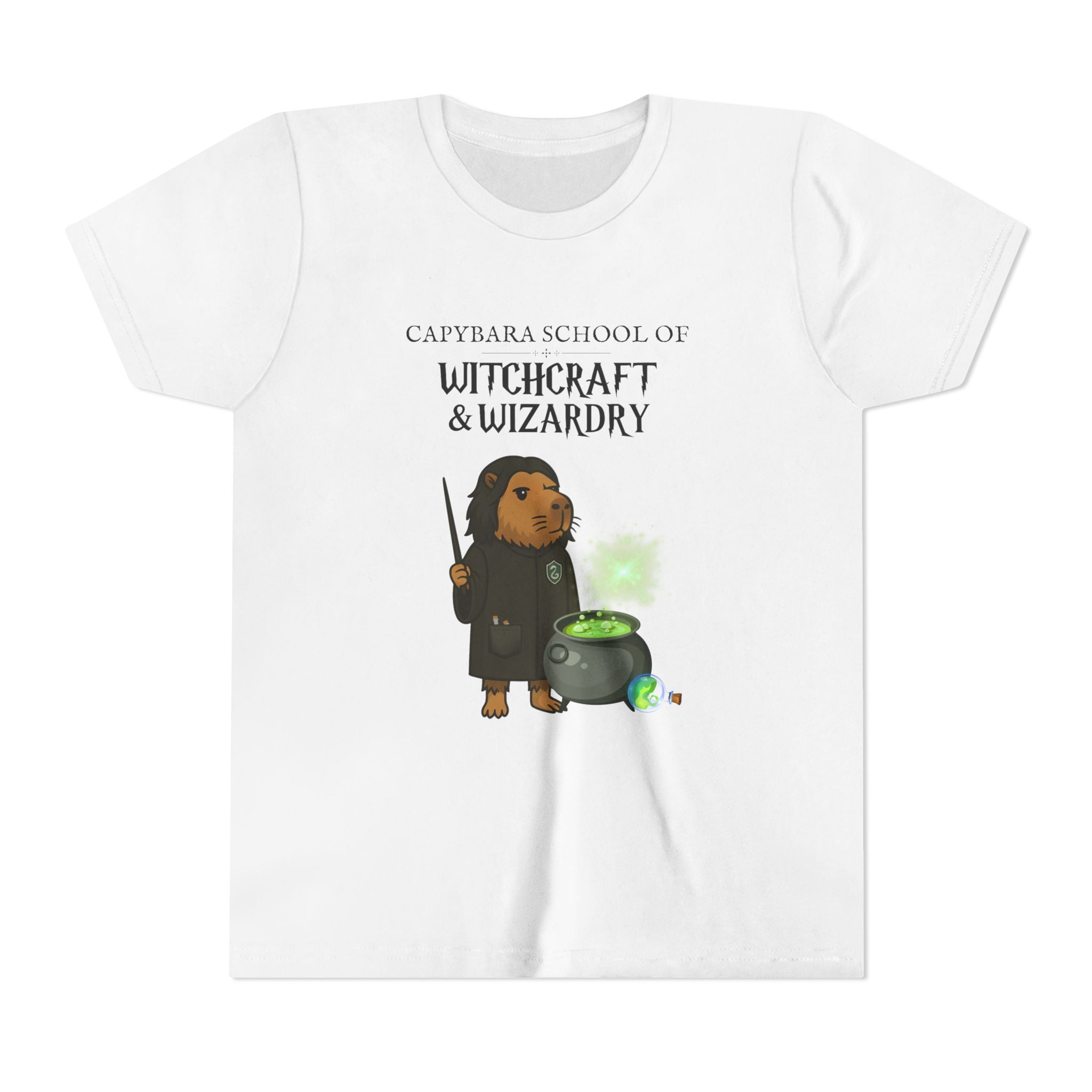 Whimsical Youth Tee - Capybara School of Witchcraft & Wizardry | Potions Master Gift |  Youth Severus Napebara Unisex Tee