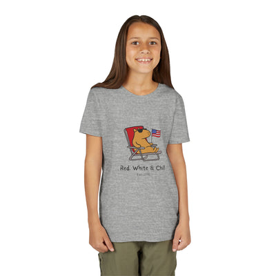 Kids USA Shirt – "Red, White & Chill" Patriotic Capybara Youth Tee