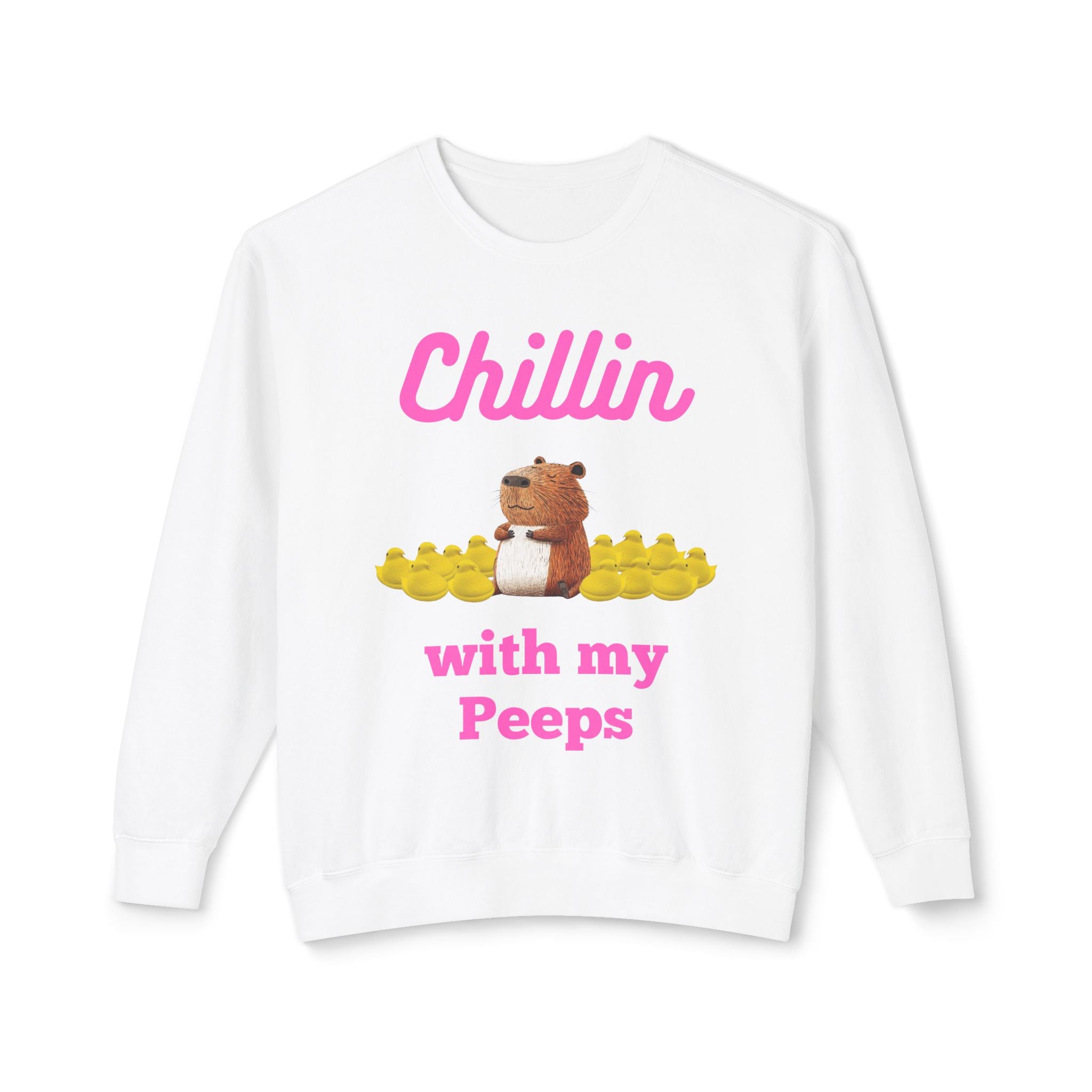 Chillin with My Peeps Marshmallow - Unisex Lightweight Crewneck Sweatshirt (ADULT)