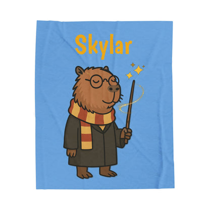 Hairy Potter Personalized Blanket | Custom Name Wizard Capybara Blanket