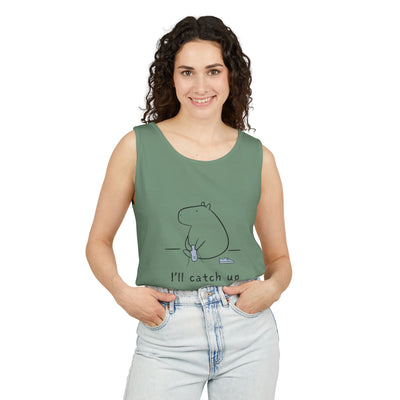 Funny Capybara Tank Top – “I'll Catch Up’” Premium Comfort Colors Tank