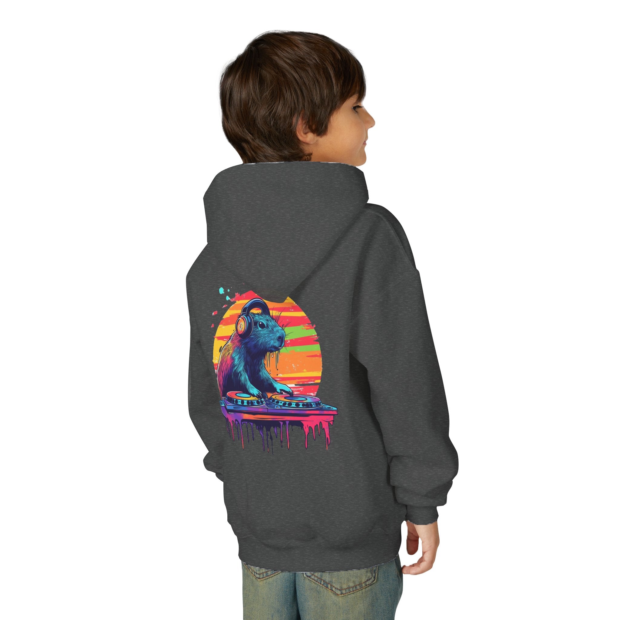 DJ Capybara Kids Hoodie | Music Lover Sweatshirt, Festival Vibes for Kids