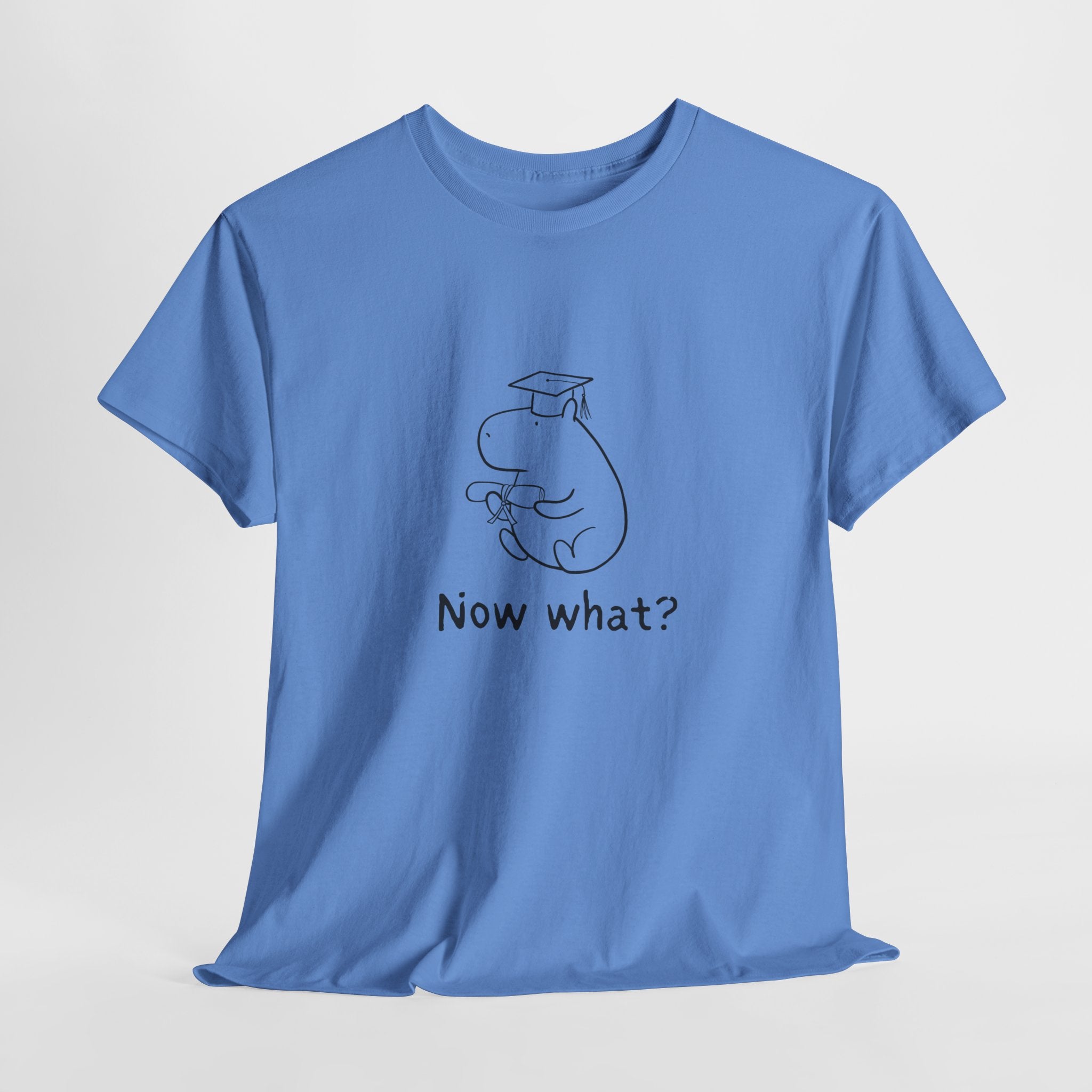 Funny Graduation Shirt – “Now What?” Capybara Heavy Tee