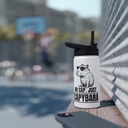 Personalized No Cap Just Capybara Water Bottle | Funny Gen Z Water Bottle | No Cap Slang