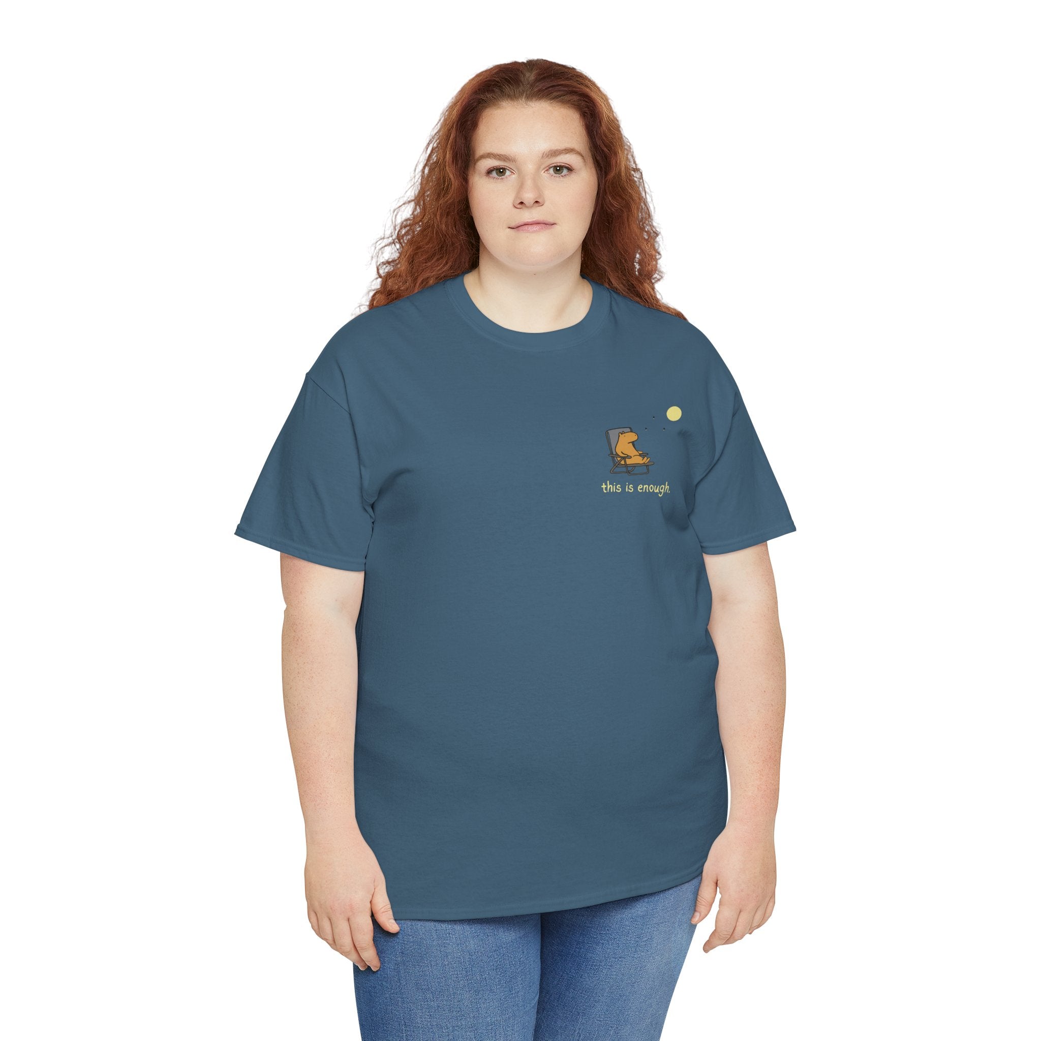 “This Is Enough” Left Chest Capybara Moonlight Heavy Tee