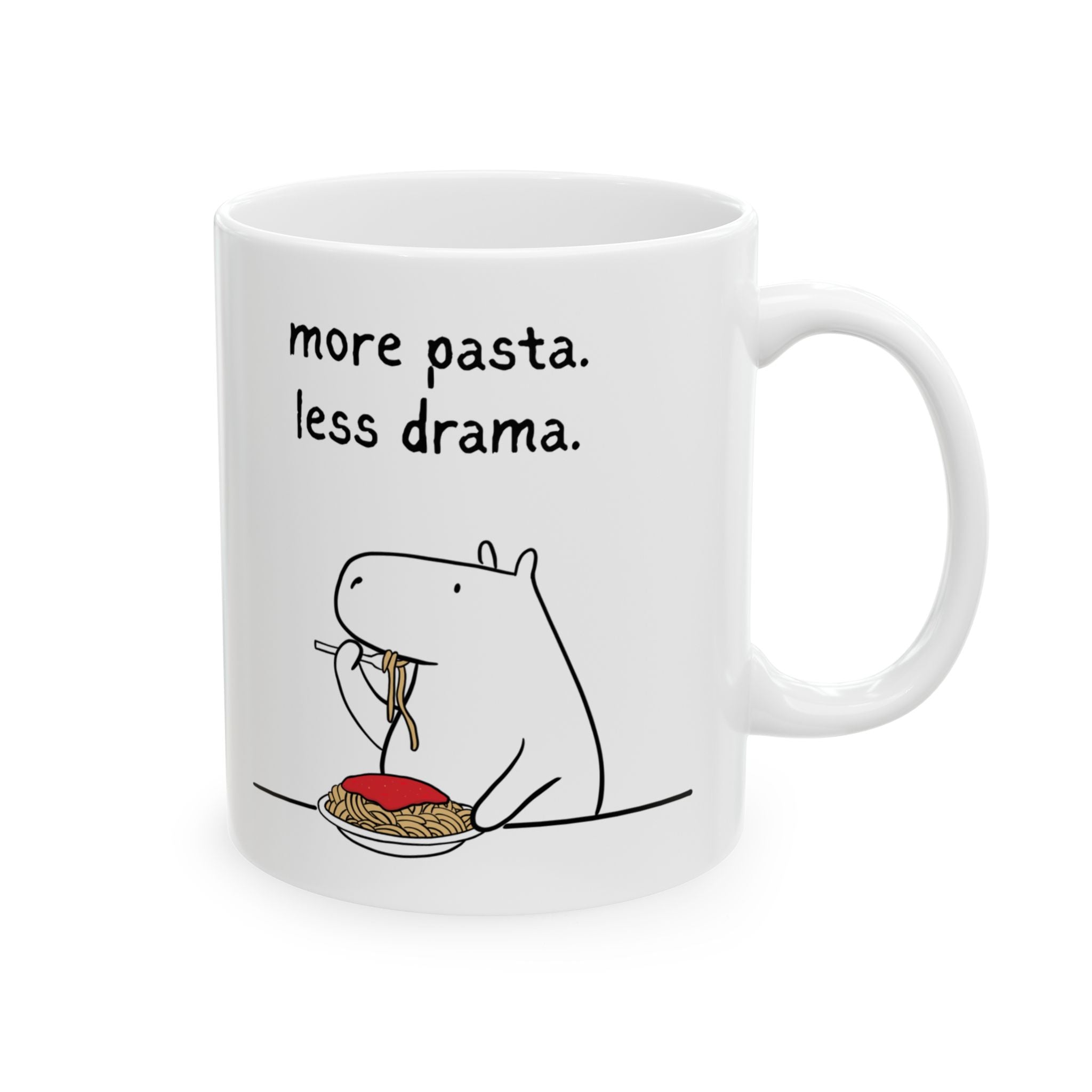 "More Pasta.  Less Drama." Capybara Carb Lovers Mug