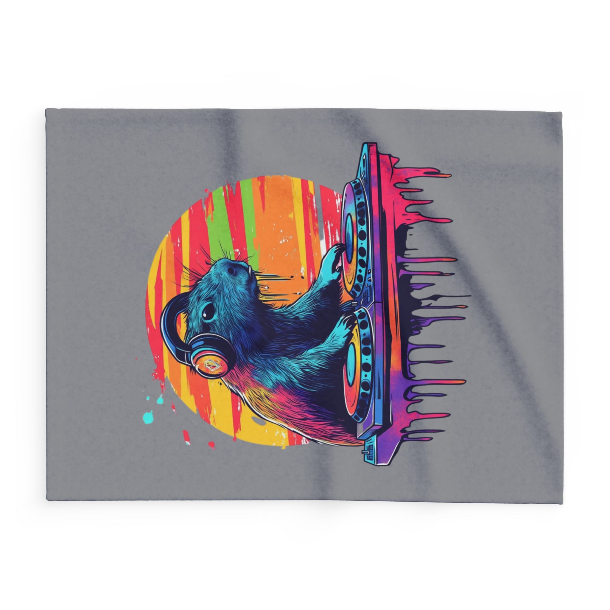 DJ Capybara Fleece Blanket | Music Lover Throw, Cozy Chill Vibes