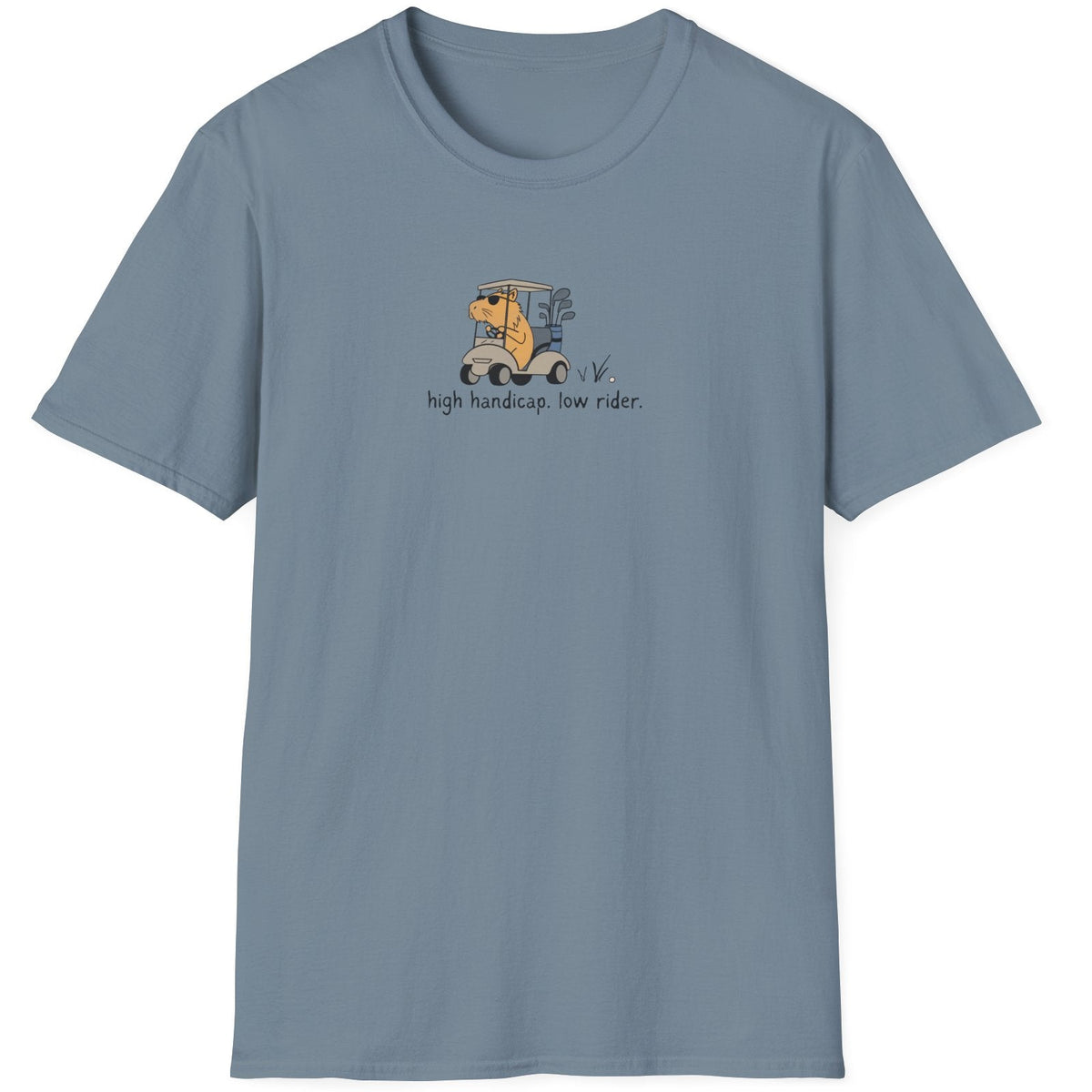 High Handicap. Low Rider. Funny Capybara Softstyle Golf T-Shirt