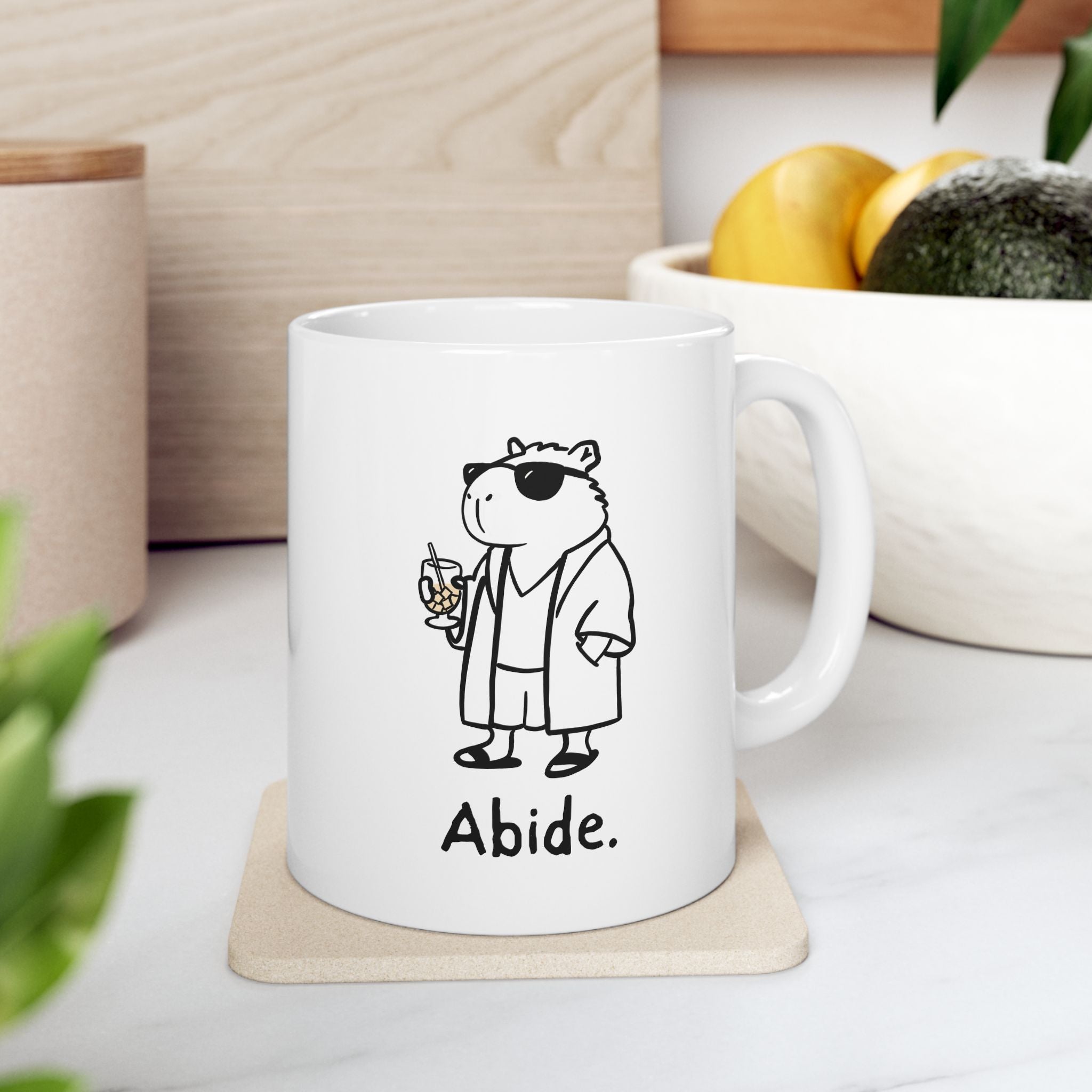 "Abide" Dude Capybara Coffee Mug