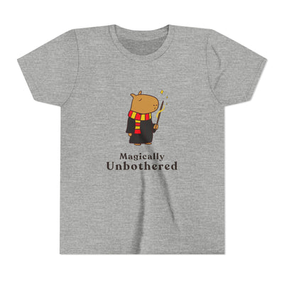 Magically Unbothered Kids Shirt | Chill Wizard Capybara Graphic Youth Tee