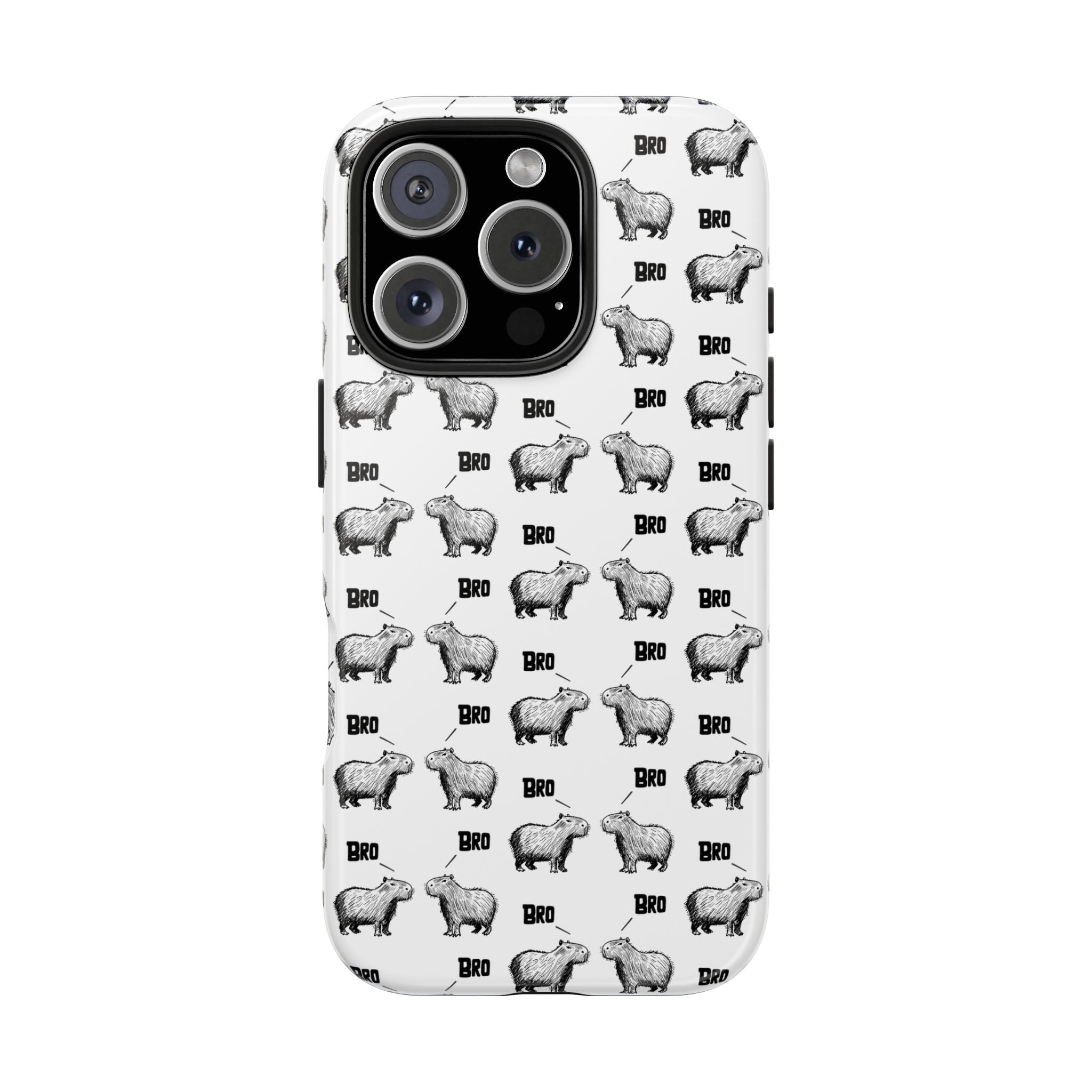 “Bro, Bro" Patterned Funny Capybara Phone Case