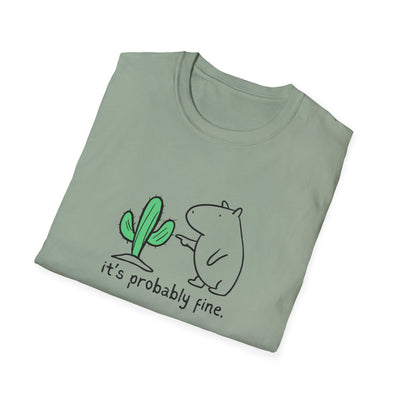 “It's Probably Fine” Funny Capybara Cactus Softstyle Tee