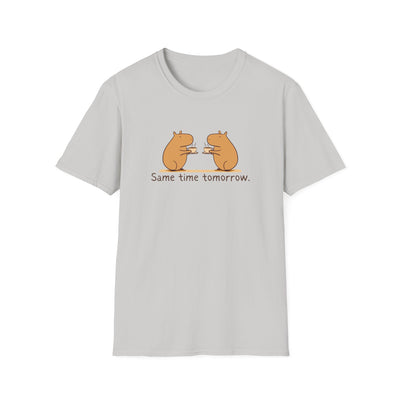 "Same Time Tomorrow" Coffee Lover Capybara Softstyle Tee