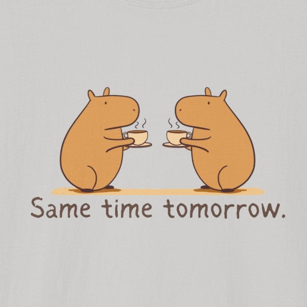 "Same Time Tomorrow" Coffee Lover Capybara Softstyle Tee