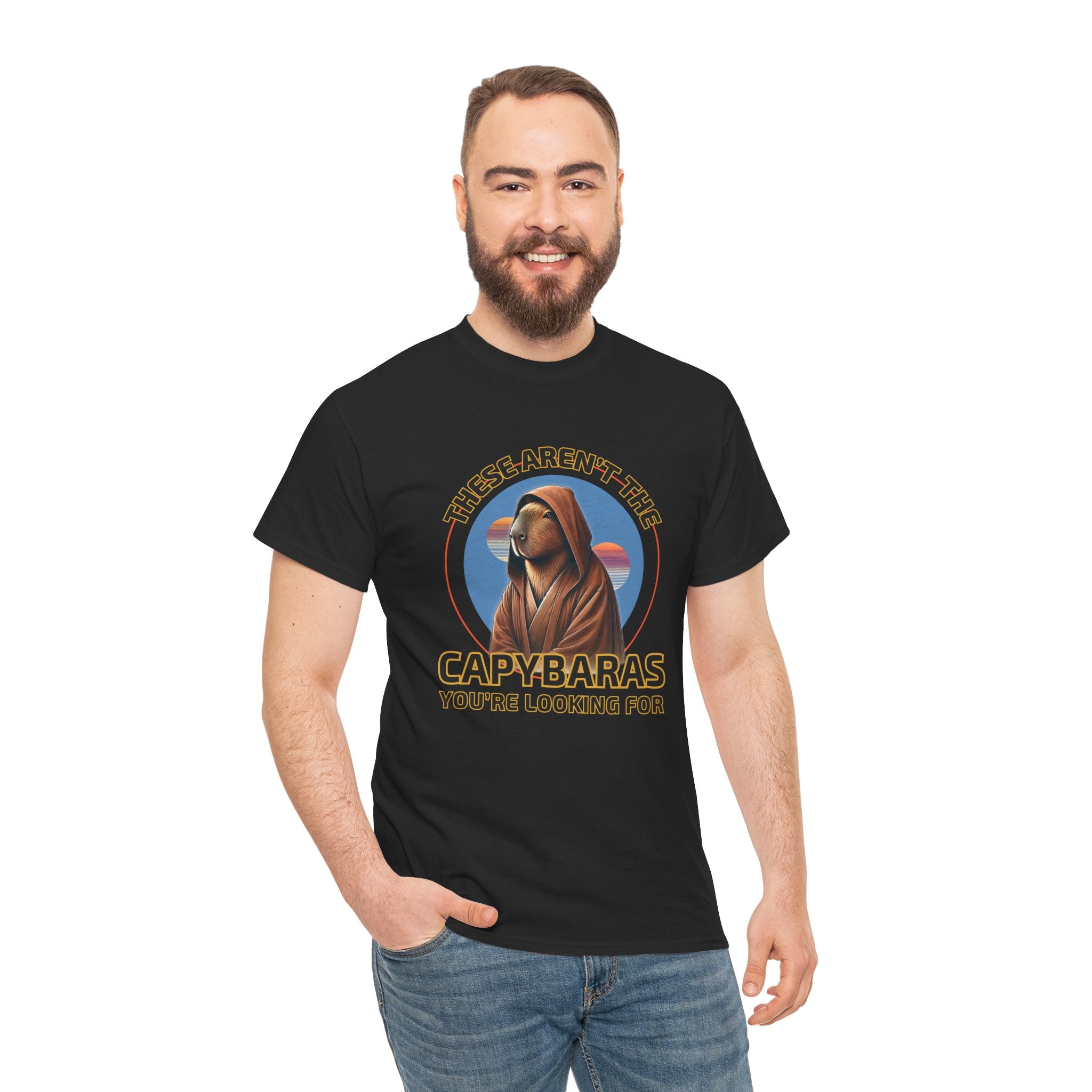 Star Paws Tatoooine Suns Shirt – These Aren’t the Capybaras You’re Looking For – Obi-Wan Capybara – Funny Nerd Gift - Unisex Adult Tee