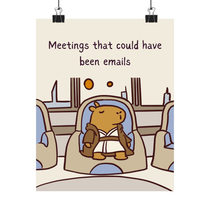 Funny Capybara Office Wall Art Print – Meetings That Could Have Been Emails Jedi Humor Poster